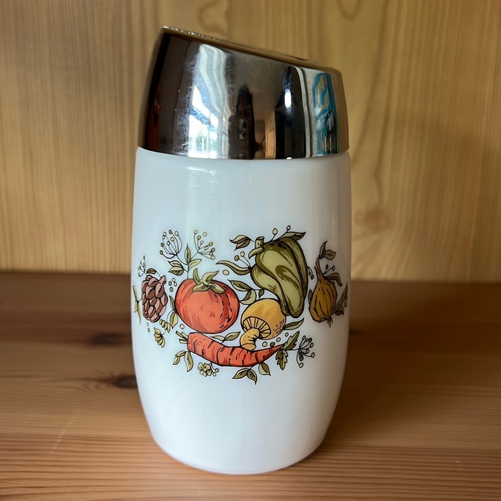 VINTAGE Vintage Dominion Glass Spice of Life Milk Glass Lidded Sugar Dispenser